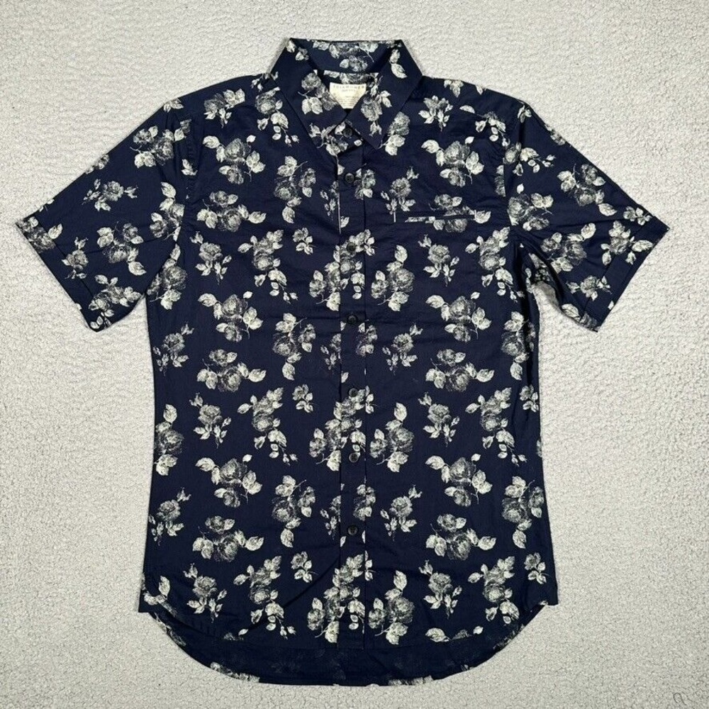 7 Diamonds‎ Shirt Mens Small Blue Floral Casual Preppy Button Up Pocket Logo